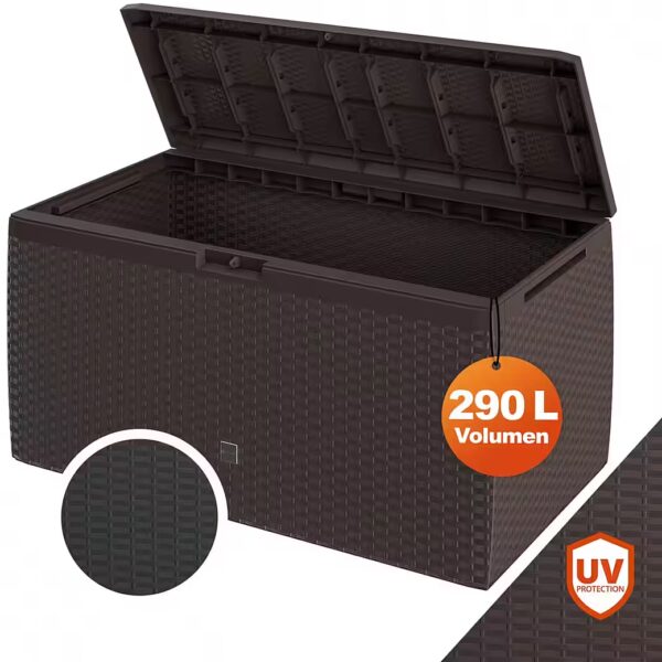 Rato Plus storage box Lockable brown 290L rolling balcony 114x47cm wicker