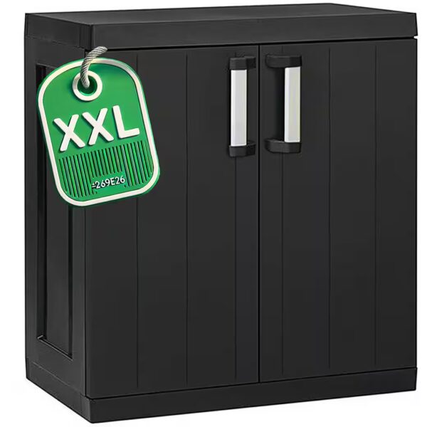 Multi-purpose cabinet, plastic cabinet HERO XXL, household cabinet, black