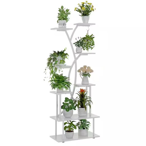 Plant stand with 8 levels, 1 hook, 1 macrame flower hanger