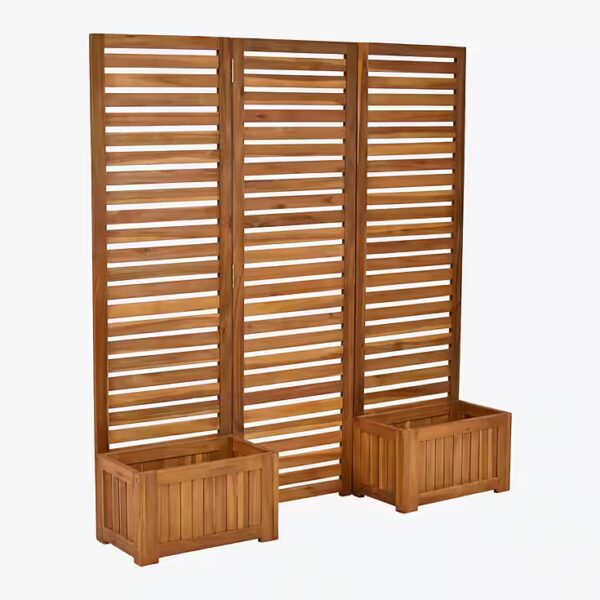 Planter privacy screen with two planting boxes