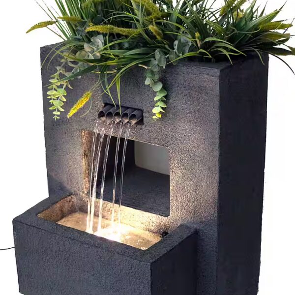 Garden fountain with LED lighting, plantable, 57x35x45 cm