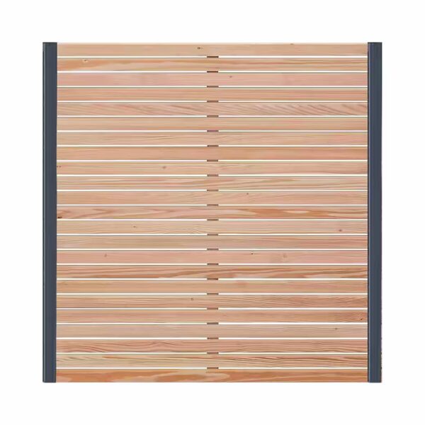 Rhombus-shaped privacy fence, larch wood, 2x elements [180x180cm] & 3x aluminum posts