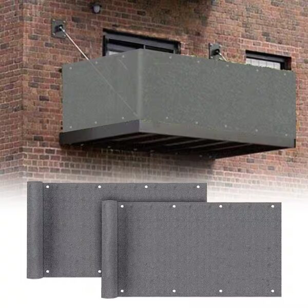 Balcony privacy screen, balcony privacy screen fabric made of 220g/m² HDPE, dense, anthracite with eyelets, nylon cable ties and cord