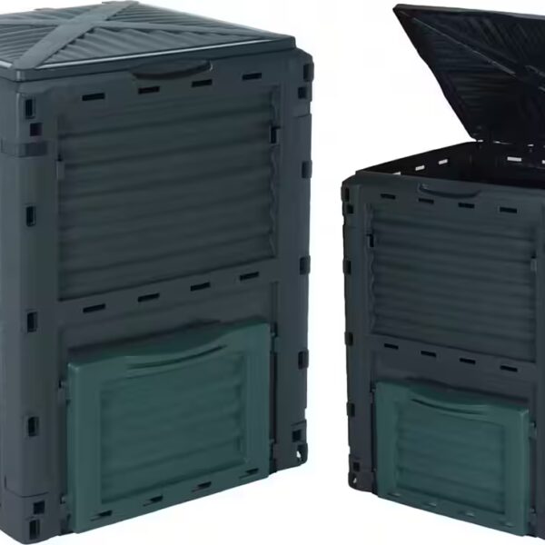 Composter, rapid composter, plastic, green, 300 liters, black, 83 cm