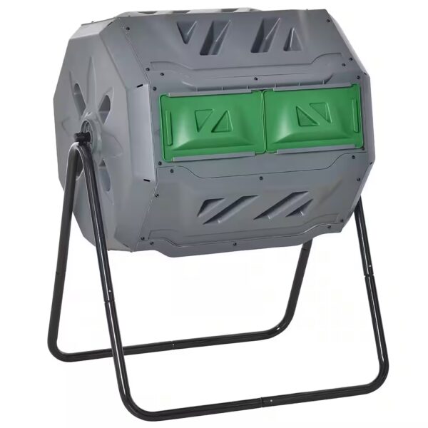 Drum composter, 160L garden composter with 2 chambers