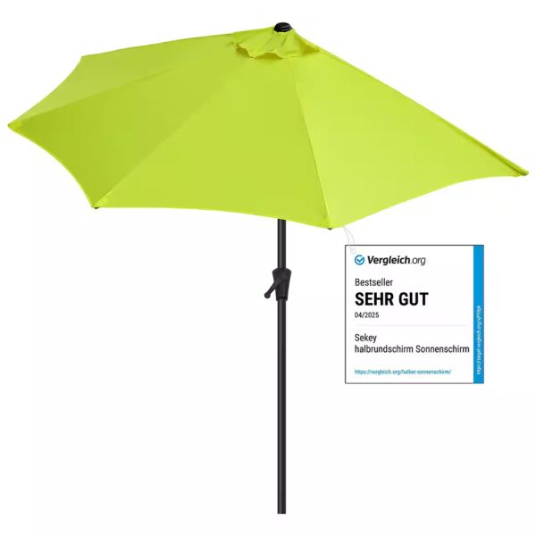 Balcony parasol 270 cm, semi-circular patio parasol with crank, UV50+ protection