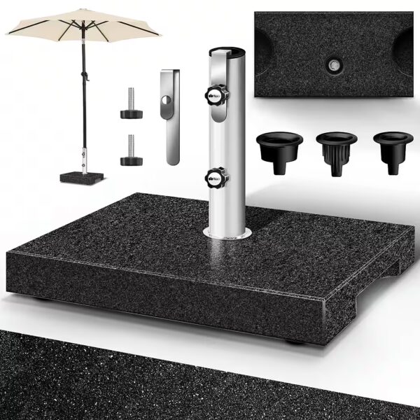 Tillvex granite parasol base Balcony parasol stand for parasol poles 16-48 mm & 300 cm parasol diameter, parasol, granite parasol stand