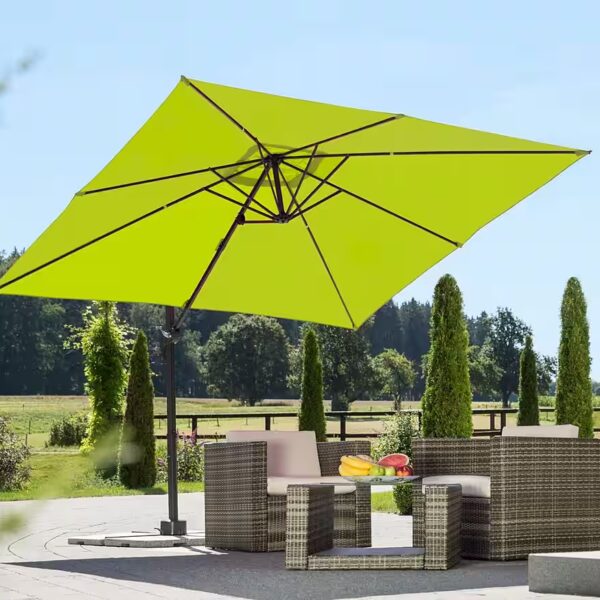 Rhodes Junior parasol L x W: 270 x 270 cm, with protective cover and umbrella stand, without paving slabs
