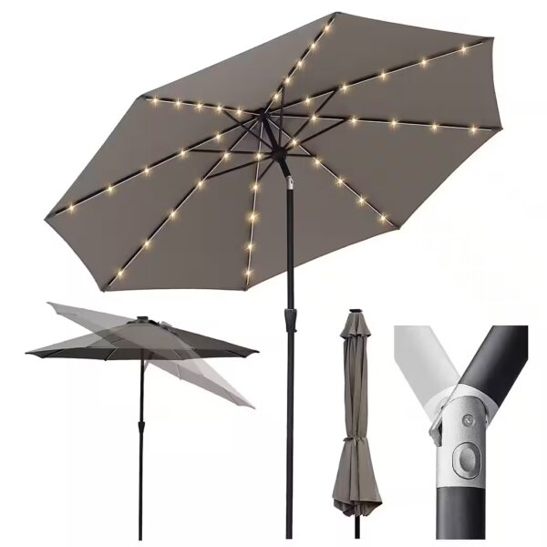 3m parasol, market umbrella with crank, garden umbrella, 8 ribs, sun protection 50+