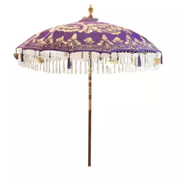 Lilac Gold Bali Garden Parasol 180 cm Fringe Alice