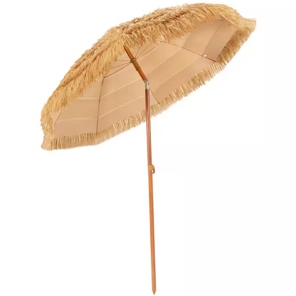 Parasol L x W: 175.00 x 175.00 cm, Rice straw beach umbrella, tiltable