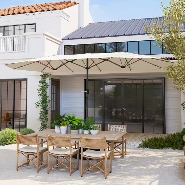 Parasol 436 x 260 cm, UV protection, made of steel, with hand crank