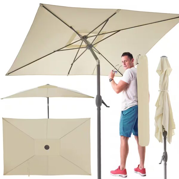 Parasol with crank, 140x210cm, rectangular, including cooler bag