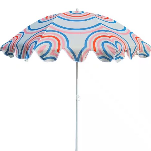 Sun umbrella, beach umbrella, UV 30+, balcony umbrella, green, blue, circles, stripes