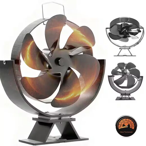 Fireplace fan, stove fan, 6 blades, heat-powered fireplace fan, no electricity required
