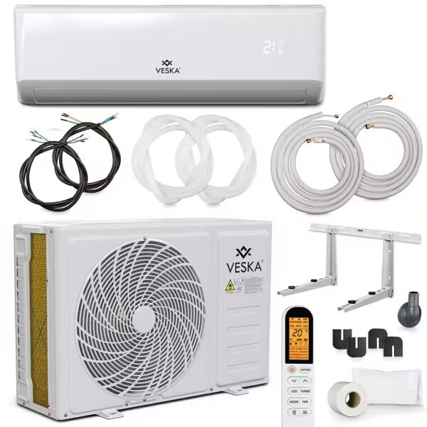 Split Air Conditioner Inverter Air Conditioner 12000 BTU - 3.5 KW - 2-in-1 Cooling and Heating with WiFi/app function, remote control, timer, including mounting hardware