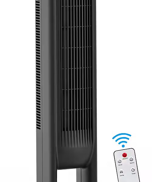 Tower fan 99cm – 65° oscillating, with 3 modes/3 speeds Quiet tower fan with remote control, timer, and memory function