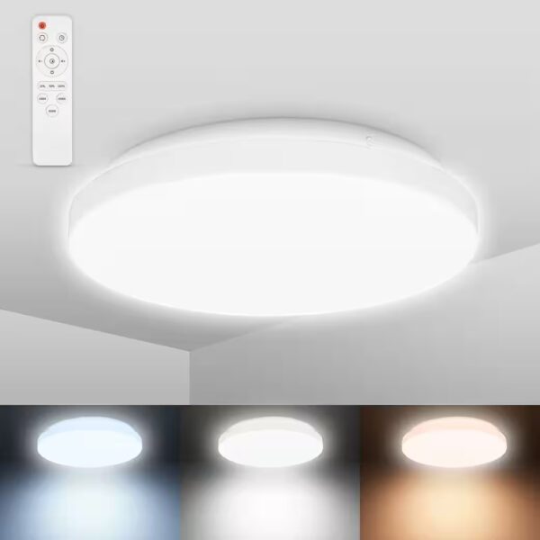 Ceiling light, bathroom lamp, 12W CCT, 1200lm, IP44, white - BKL1526