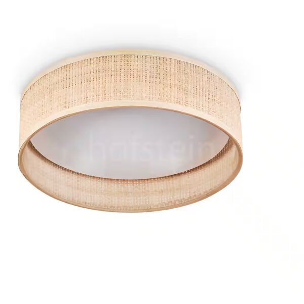 Ceiling light, dimmable ceiling lamp made of rattan/plastic in natural/white