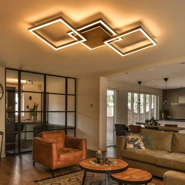 LED ceiling light Integrated LED light source, warm white, ceiling lamp, hallway light, LED ceiling light, wood MDF, matte black