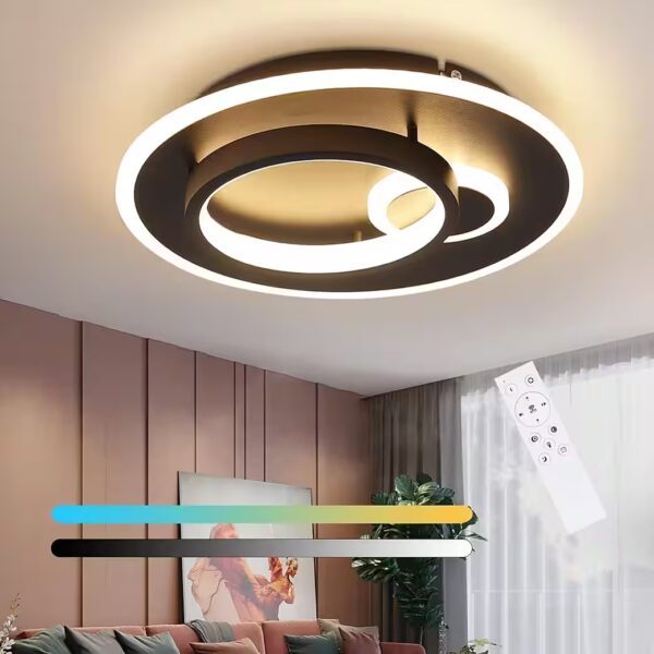 LED ceiling light with remote control, modern design living room lamp Integrated LED, daylight white, 33W