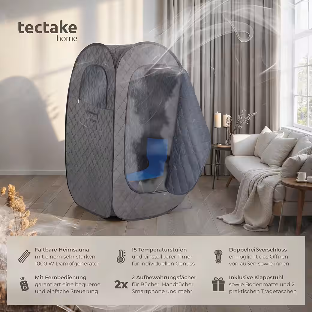 Mobile steam sauna ThermaLuxe I, 1000 W, 15 temperature levels Includes remote control, mat, folding chair and carrying bags - Image 2