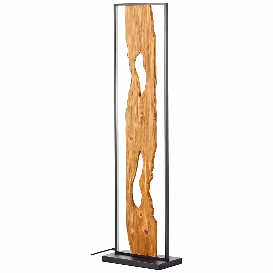 LED floor lamp Chaumont Integrated LED, warm white, 120 cm high, 2300 lm, aluminum/metal/wood, black/wood - Image 2