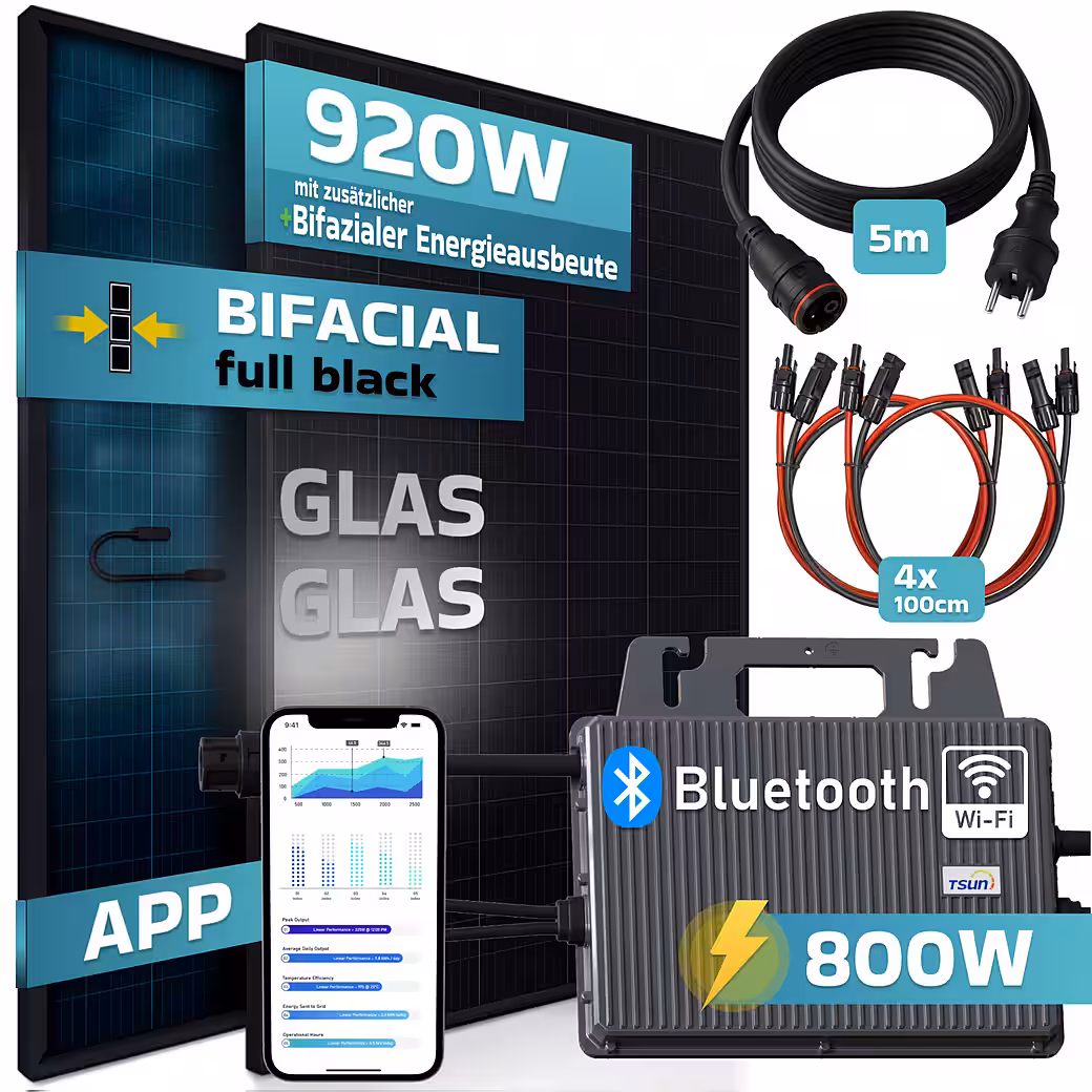 Balcony power plant 920W BIFAZIAL FULLBLACK complete socket - Image 2