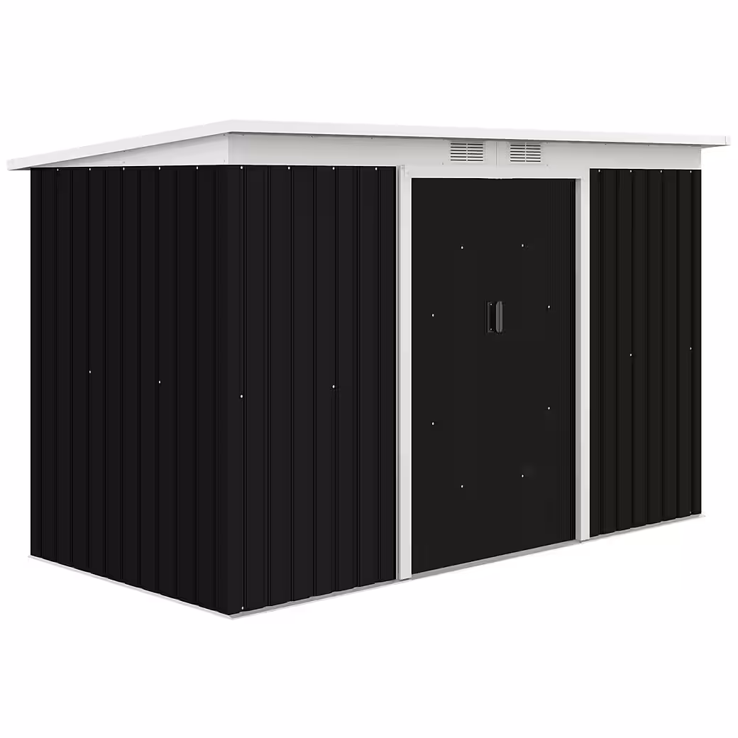 Garden shed with sliding door, window, steel Dimensions (WxL): 280x130 cm, (shed, 1 pc., garden shed), for garden, dark green - Image 2