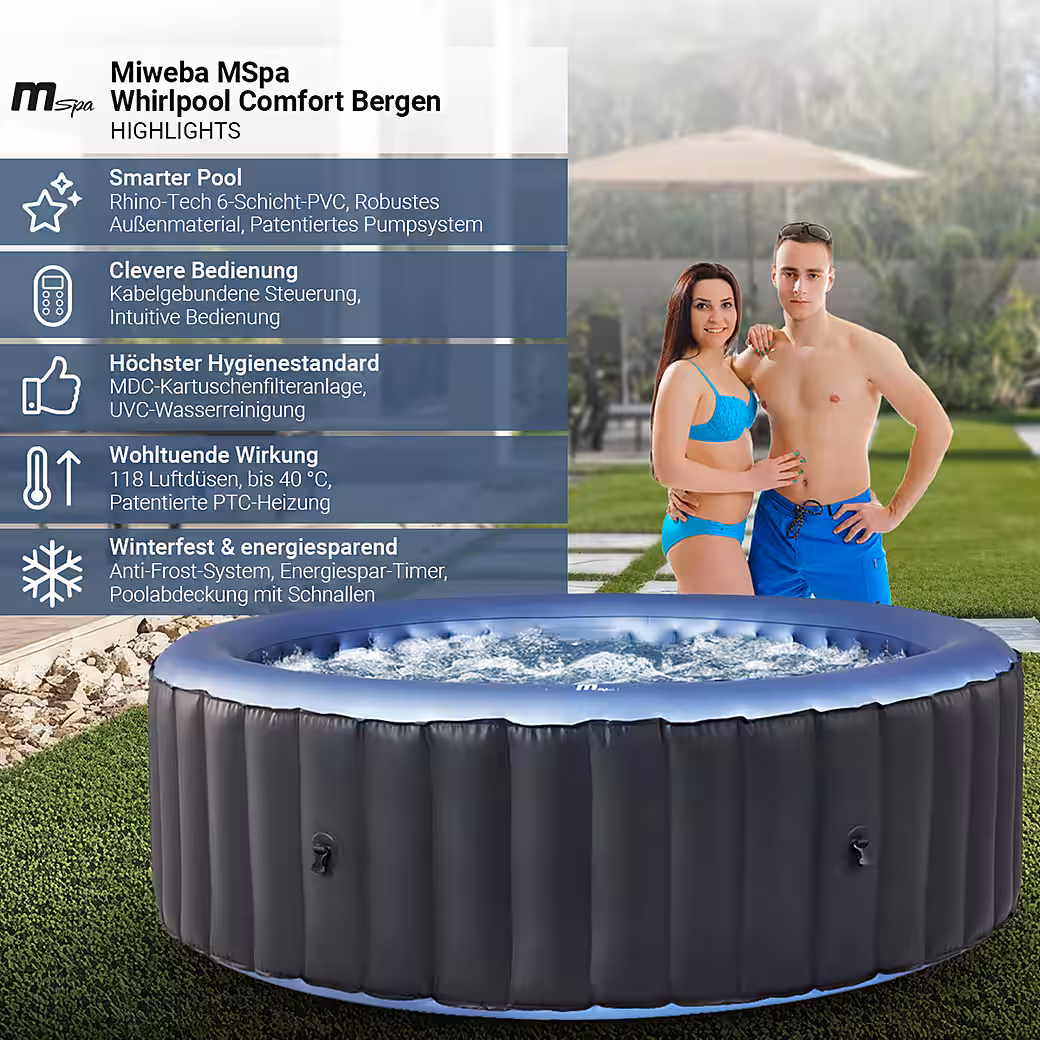 Outdoor inflatable hot tub Comfort Bergen C-BE041 for 4 people (outdoor whirlpool, inflatable whirlpool, 2-part, whirlpool), outdoor whirlpool 4 people - Image 2