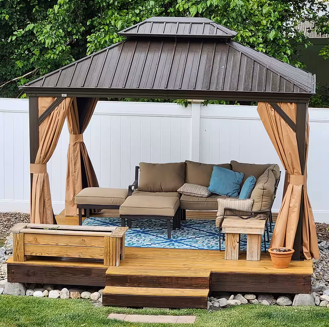 Outdoor pavilion: Aluminum garden pavilion with steel roof, hardtop and side panels - Image 2