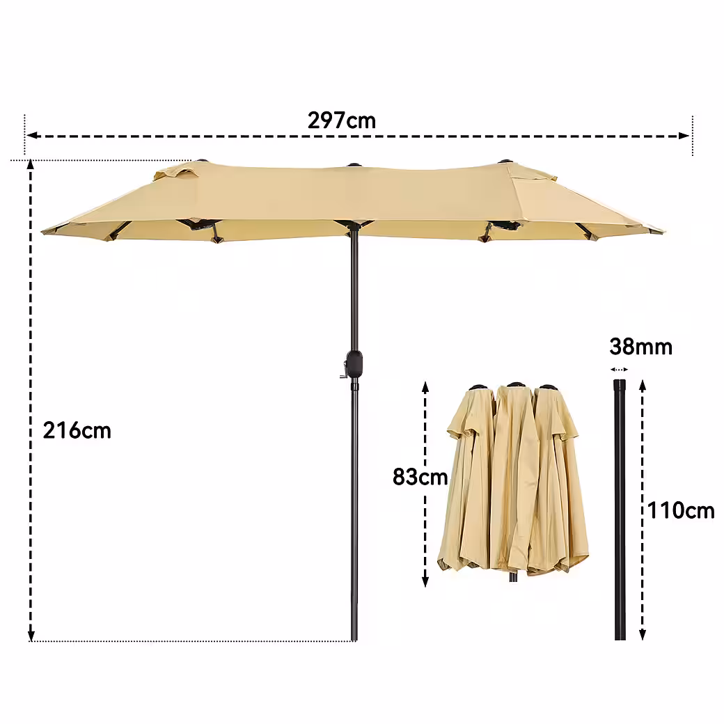 Parasol, double parasol, market parasol, garden parasol, patio parasol - Image 2