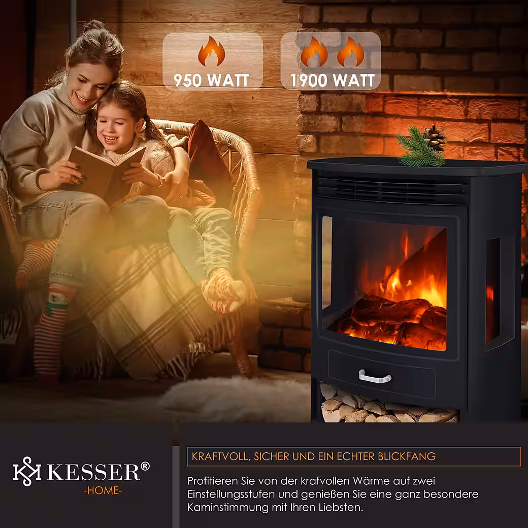 Electric fireplace Prio electric fireplace with heater, fan heater, remote control, WiFi - Image 3