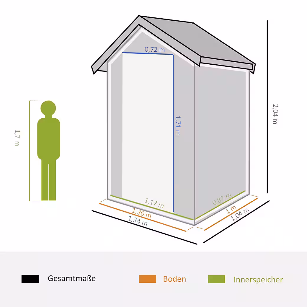 Garden shed with window, pent roof, made of metal WxL: 134x104 cm, (Garden shed, 1 pc., tool shed), for garden, grey - Image 3