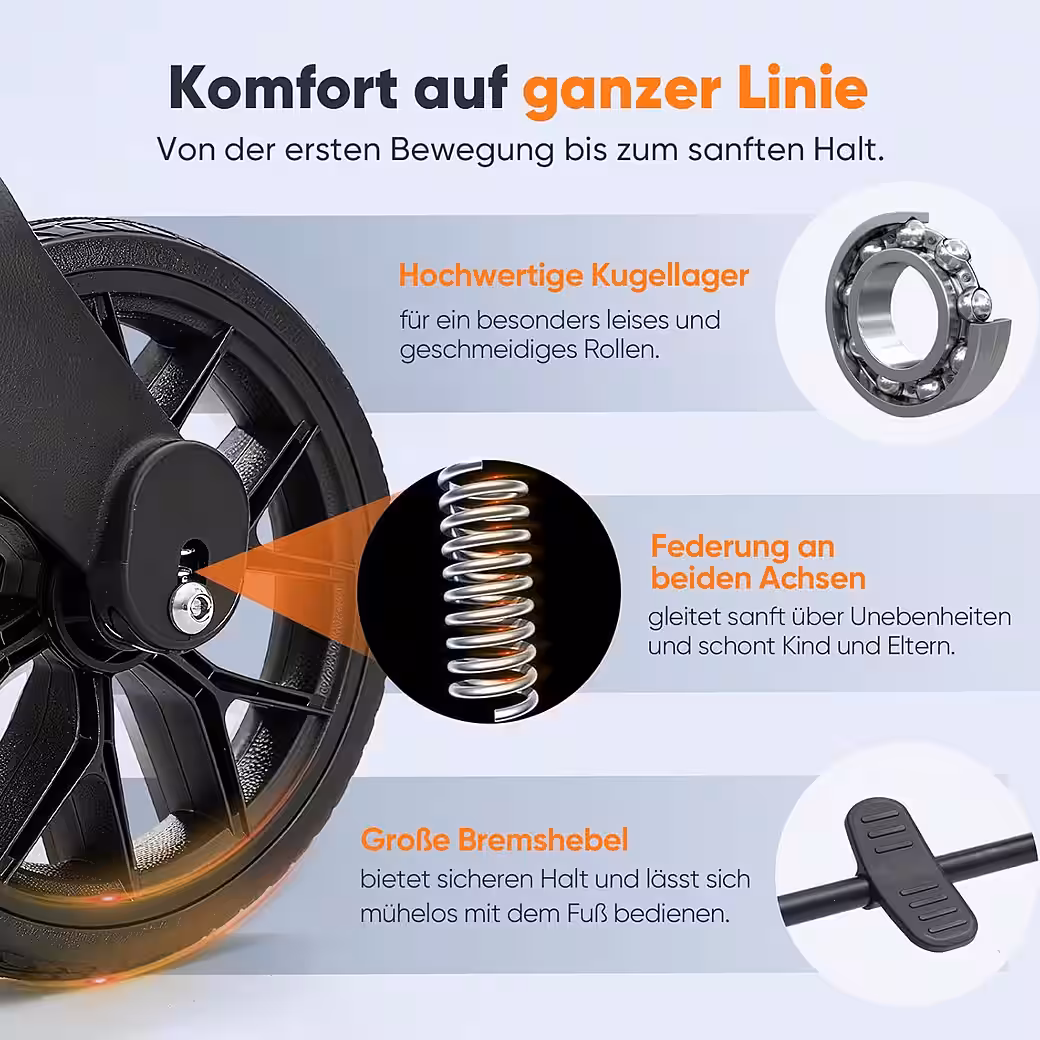 Foldable wagon with canopy, children's wagon with XXL PU wheels (24/20 cm) - Image 3