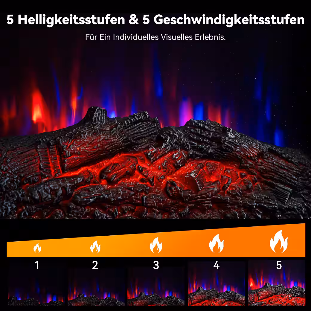 Electric fireplace with cabinet, 23" 1000W/2000W heater, 3D flame effect - Image 4