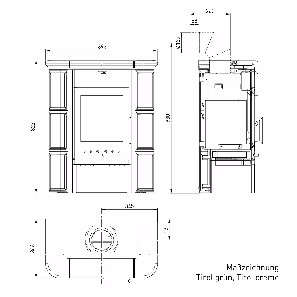 Haas + Sohn Tirol wood-burning stove - Pearl black-green 6.3 kW, wood-burning stove - Image 4