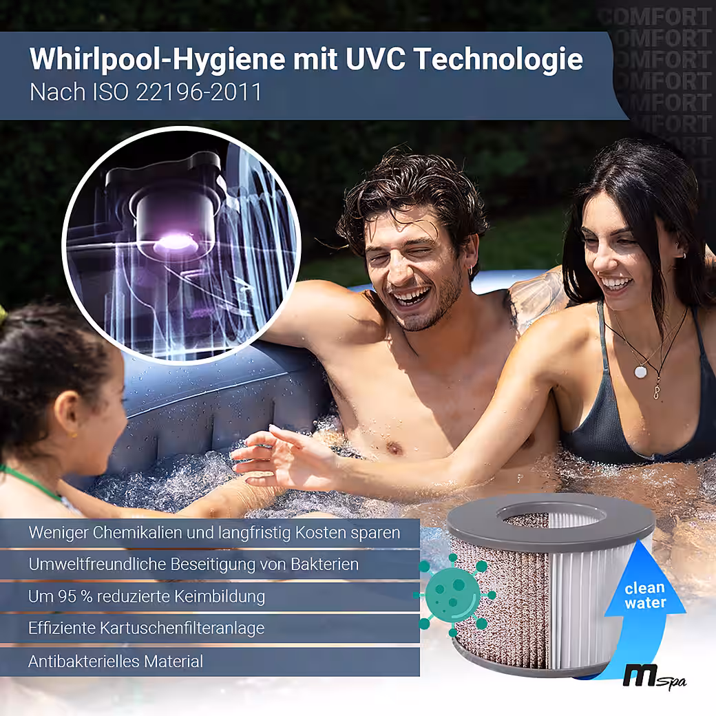 Outdoor inflatable hot tub Comfort Bergen C-BE041 for 4 people (outdoor whirlpool, inflatable whirlpool, 2-part, whirlpool), outdoor whirlpool 4 people - Image 4