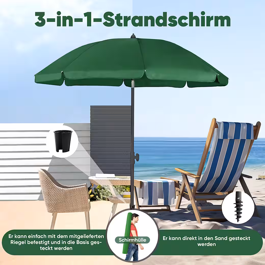Parasol Ø180 cm Balcony parasol Patio parasol with protective cover and ground sleeve - Image 4