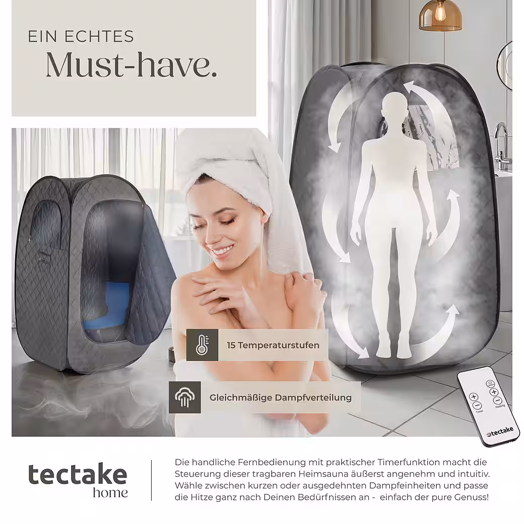 Mobile steam sauna ThermaLuxe I, 1000 W, 15 temperature levels Includes remote control, mat, folding chair and carrying bags - Image 4