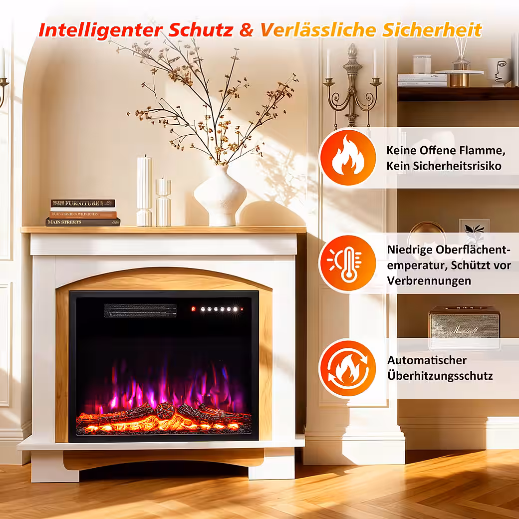 Electric fireplace with cabinet, 23" 1000W/2000W heater, 3D flame effect - Image 5