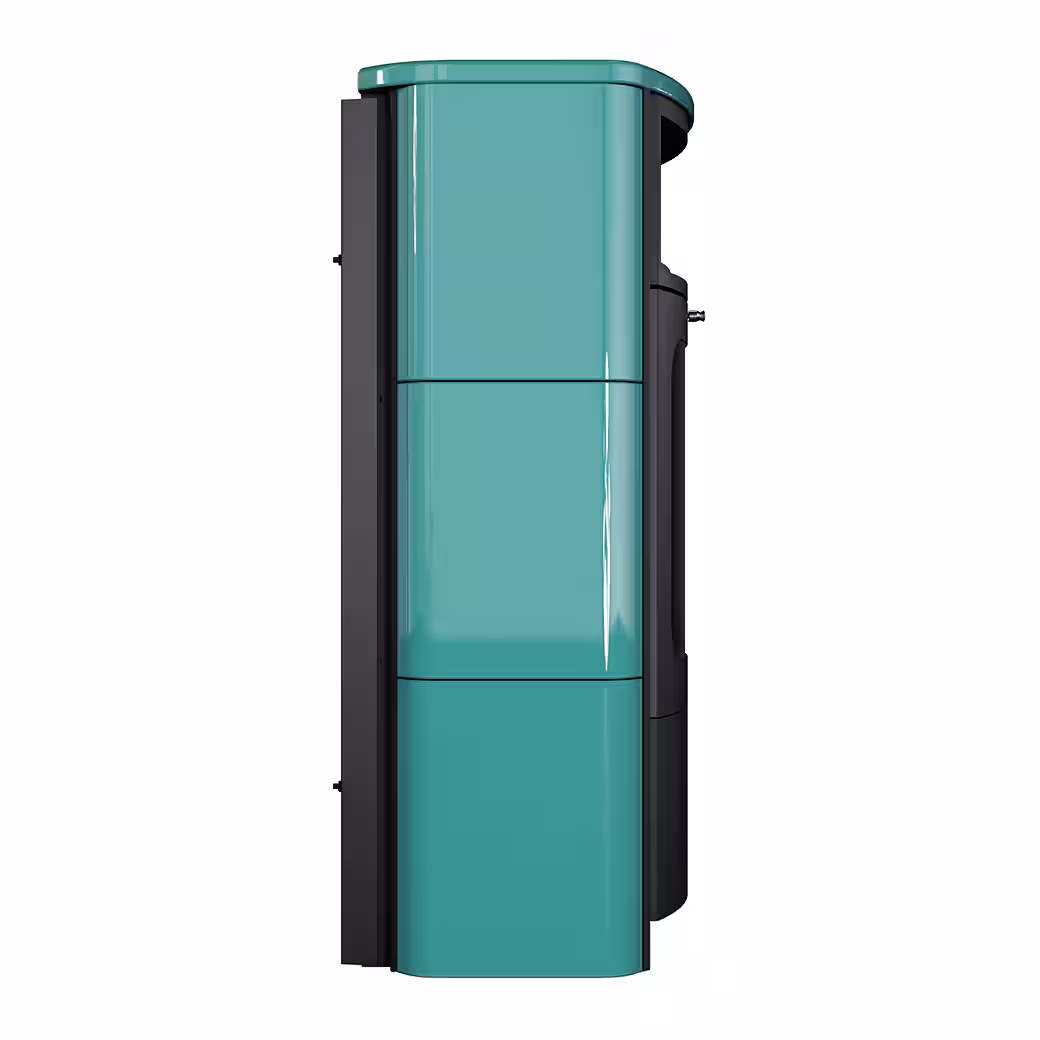 Opera Petrol wood-burning stove 7 kW, continuous burning, the bestseller in a new exclusive look with petrol-colored tiles - Image 5