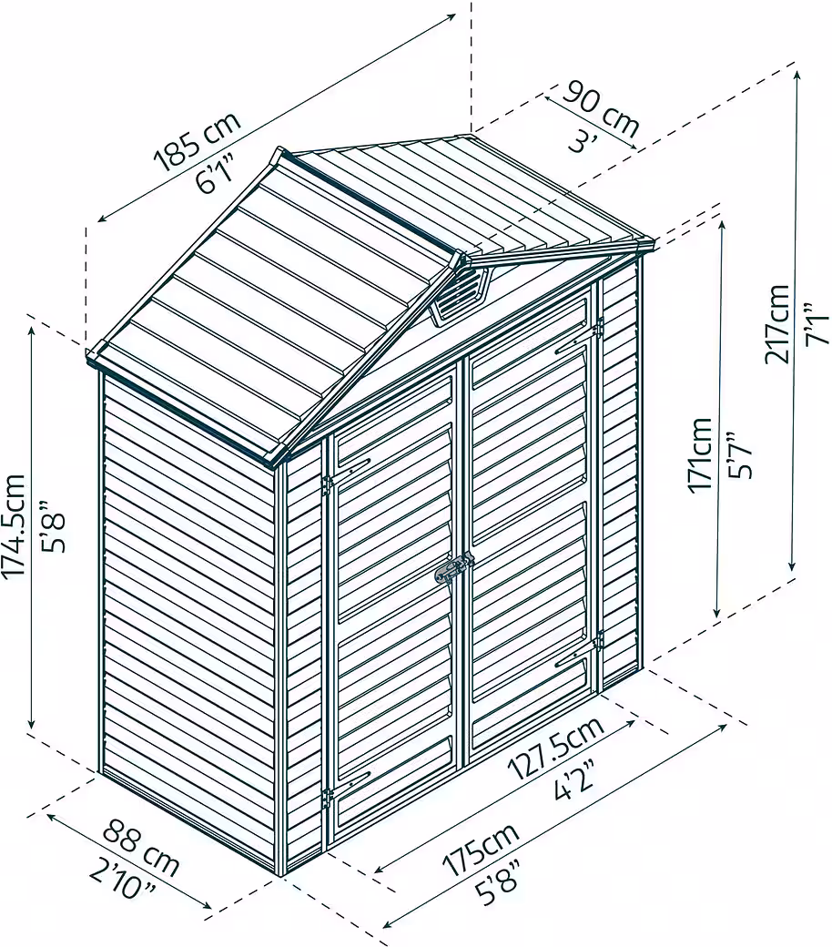Skylight 6x3 garden shed WxL: 184.2x90.2 cm, plastic - Image 5