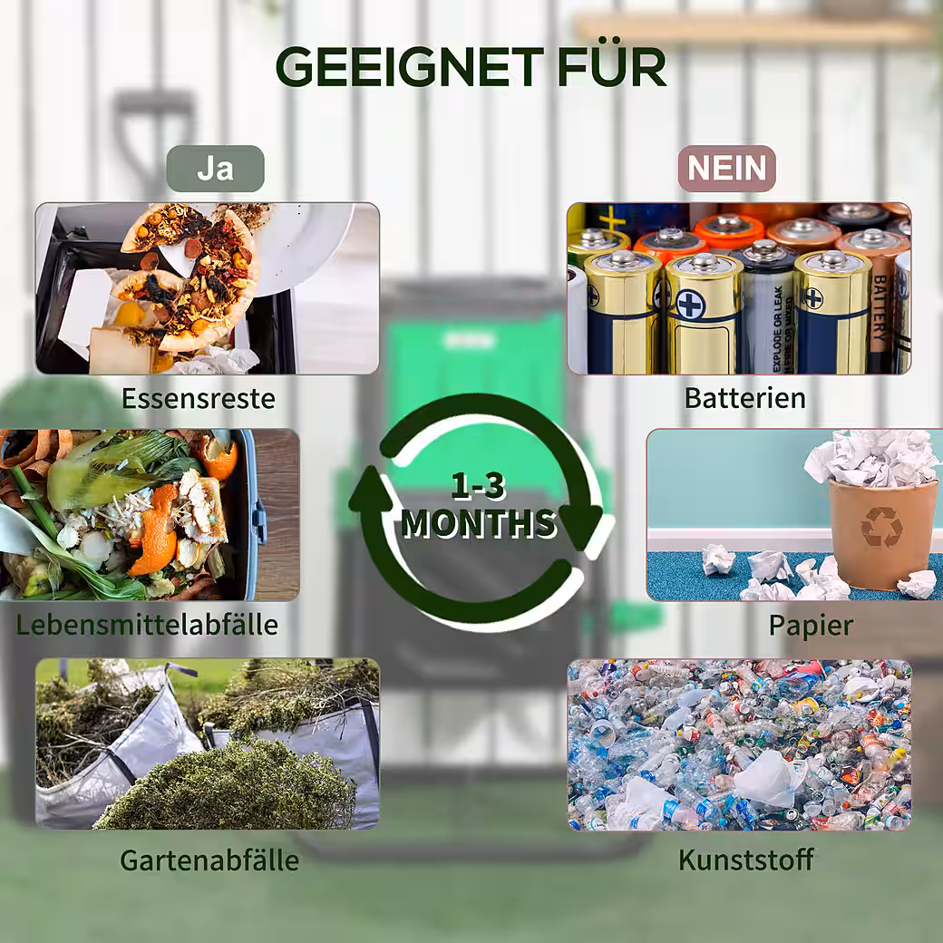 Composter 60x49x77cm, made of plastic WxDxH: 60x49x77 cm, 65 l, (rotating compost bin, 1 pc., rotating compost bin), with ventilation system, lid, for garden, kitchens, balcony - Image 5