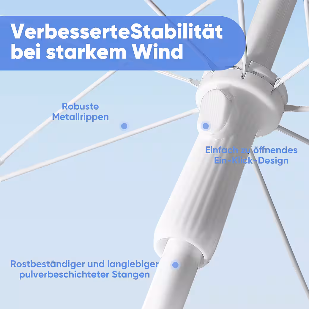 Parasol Ø 160 cm Round Beach Umbrella Balcony Umbrella with Carrying Bag and Ground Sleeve - Image 5