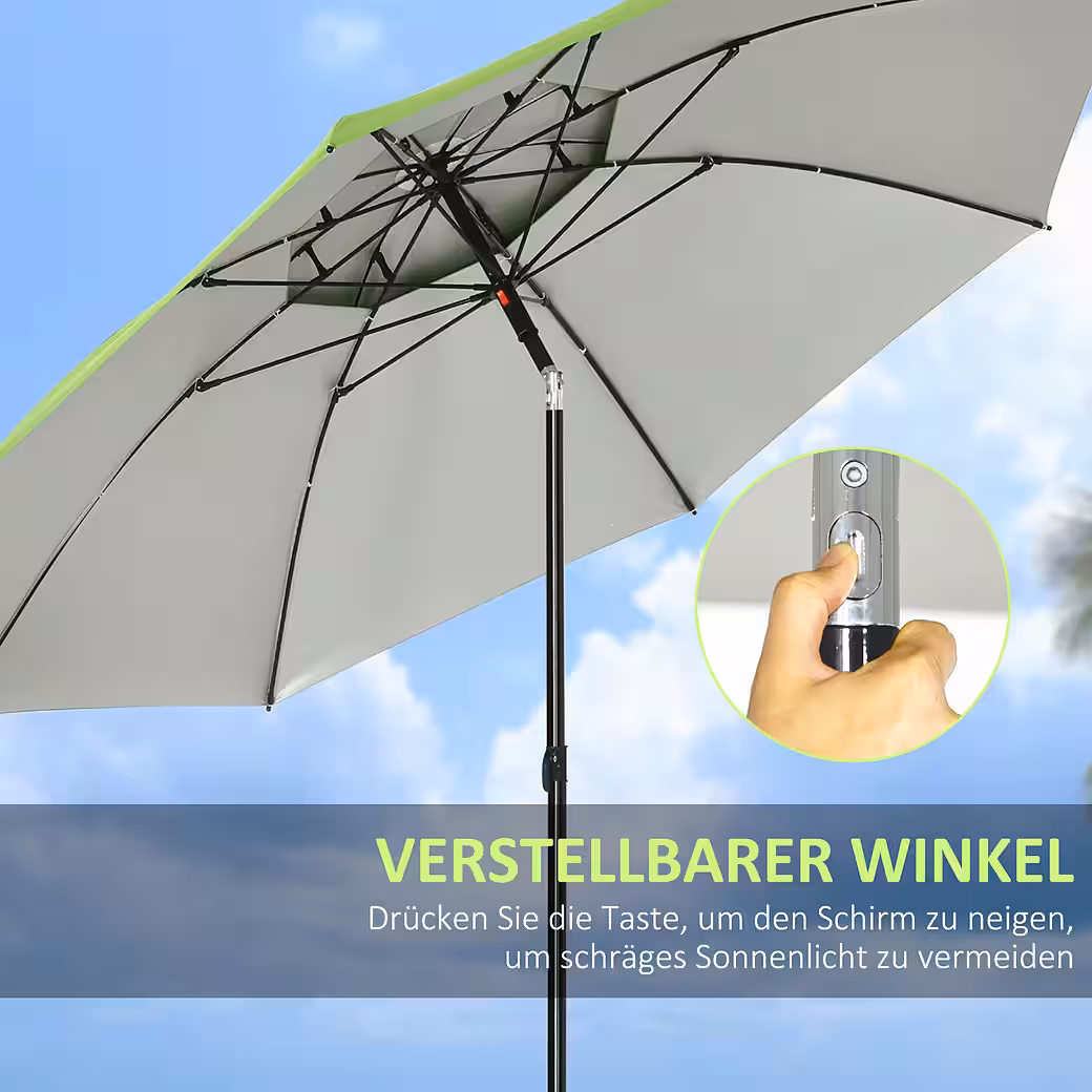 Parasol with ventilation openings, including protective cover, green - Image 5