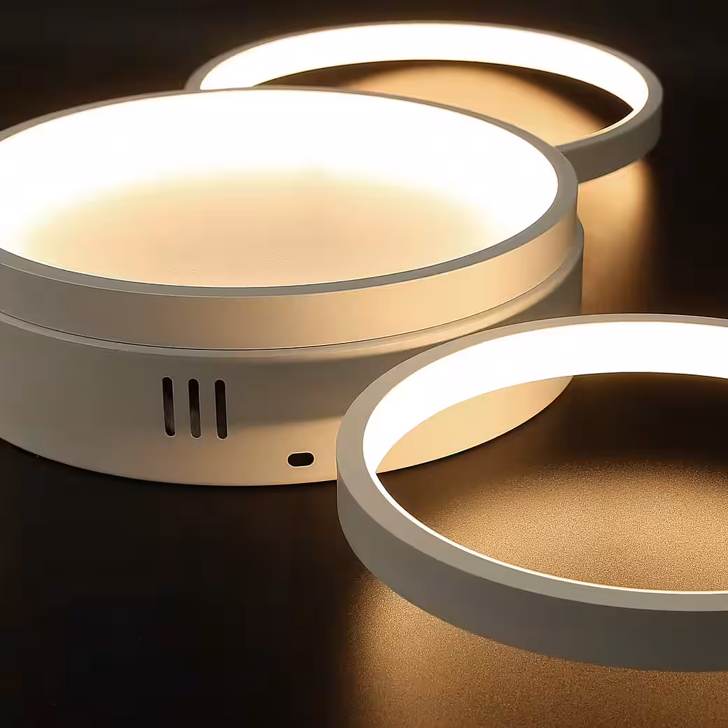 Modern LED Ceiling Light with 4 Lights, Ring Style, Remote Control, for Bedroom Integrated LED, dimmable, warm white-cool white - Image 5