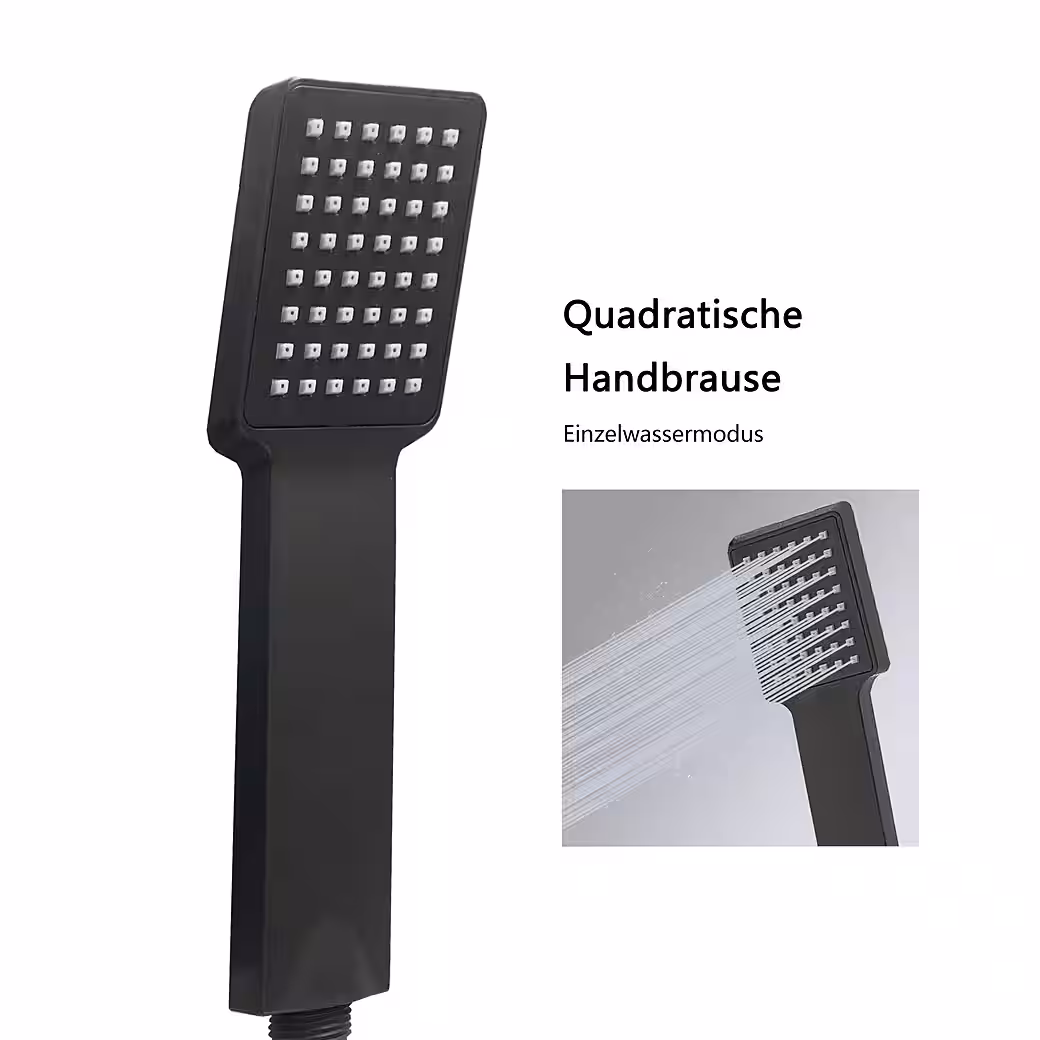 Shower system, rain shower with thermostat, shower column, shower set, black - Image 5