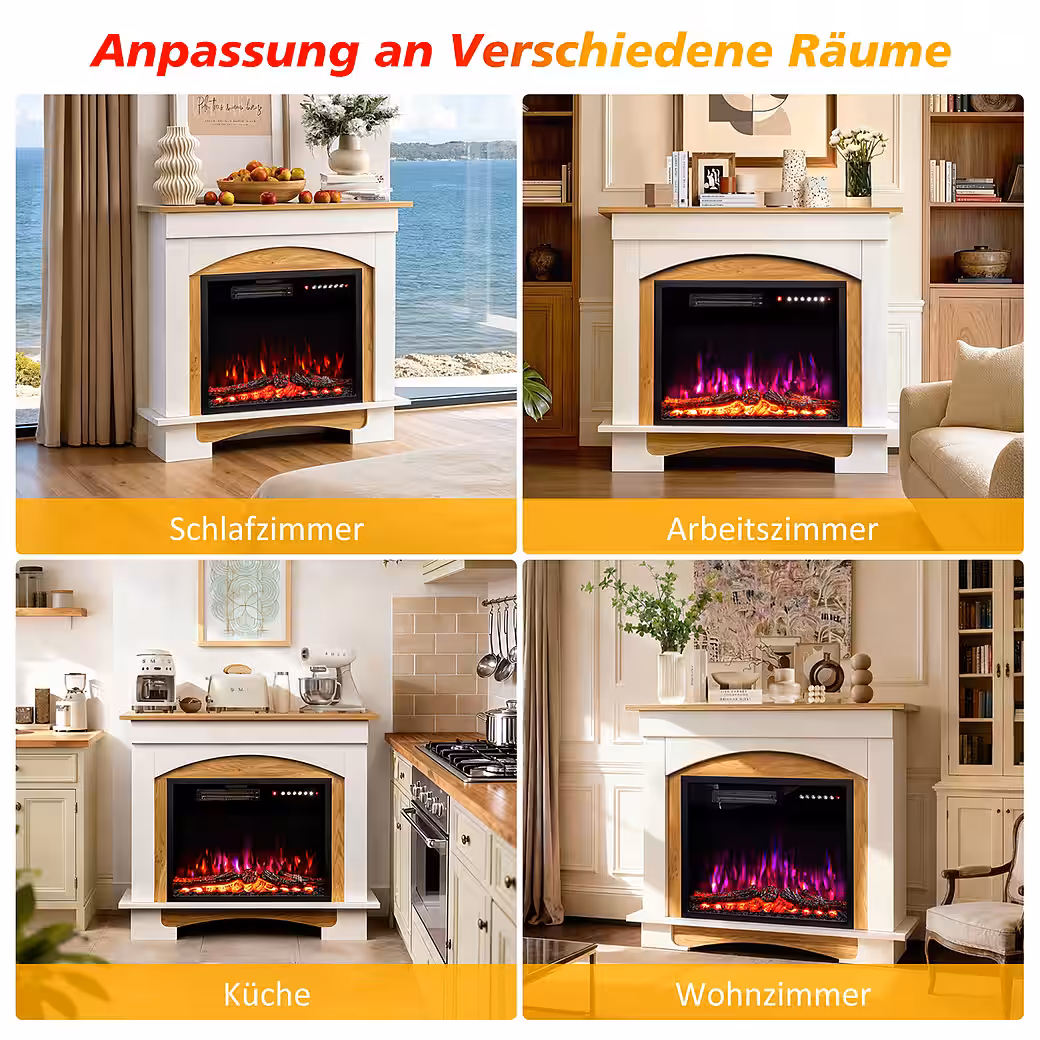 Electric fireplace with cabinet, 23" 1000W/2000W heater, 3D flame effect - Image 6
