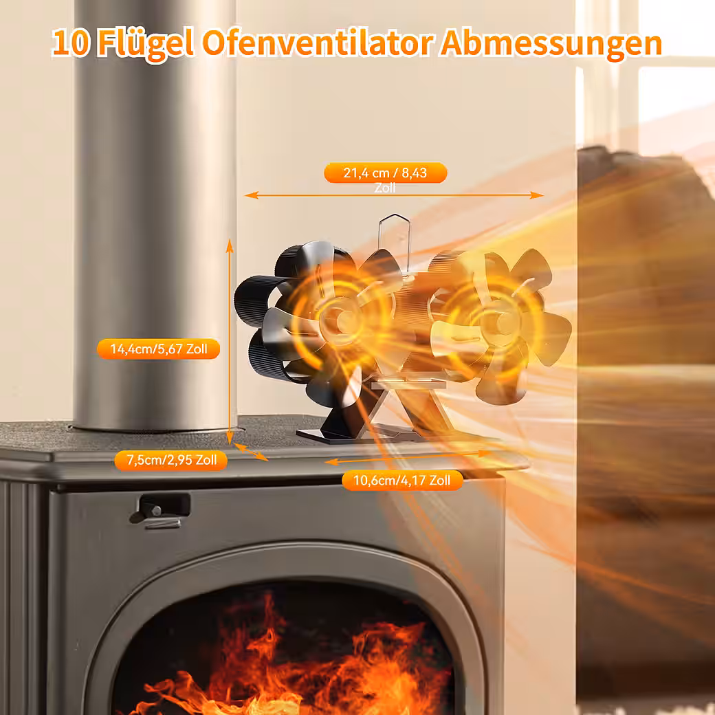 Fireplace fan, wood stove fan, stove fan (no electricity required), wood stove fan - Image 6